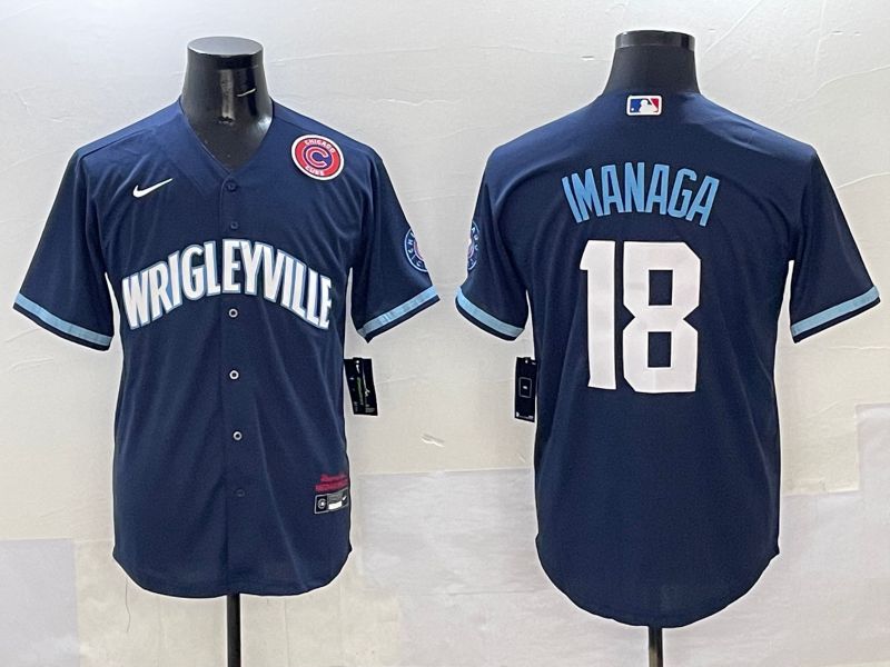 Men Chicago Cubs 18 Imanaga Dark Blue City Edition 2025 Nike MLB Jersey style 6